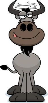 Drunk Cartoon Wildebeest Ilustração Stock