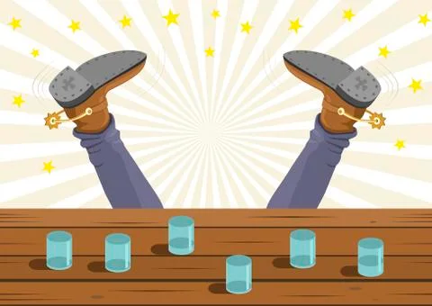 Drunk cowboy fell Stock Illustration