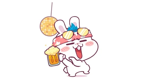 Drunk Dancing Rabbit Animation - White Background Stock Footage 282779493