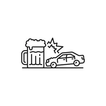 Drunk diver, road collision, crash thin line icon Stock Illustration