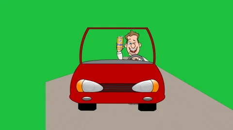 Drunk Driver Animation:  Looping + Matte Video stock 43220296