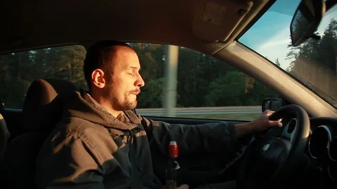 Drunk Driver. Danger on the road. Stock Footage 95320036