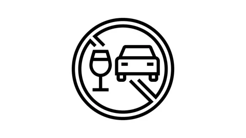 Drunk driving car driving obstacles line icon animation Stock Footage 326124521