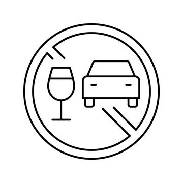 Drunk driving car driving obstacles line icon vector illustration Illustrazione stock