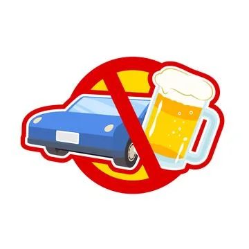 Drunk driving prohibition mark Illustrazione stock