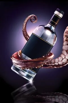 The drunk Ktulhu. Stock Photos