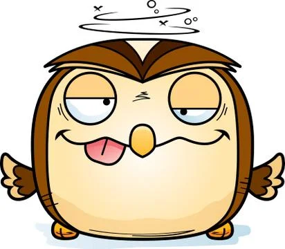 Drunk Little Owl Stock Illustration