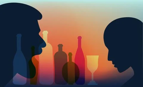 Drunk Man aggresive shouting, screaming at woman. Domestic violence. People p Stock Illustration