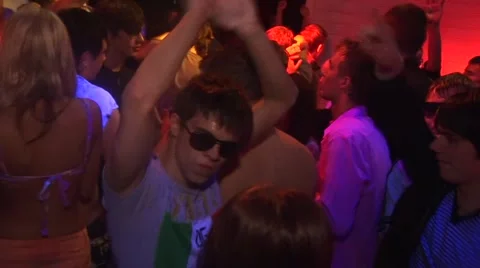 Drunk man. Crazy crowd dancing at nightclub. People mad dance Stock Footage 48155995