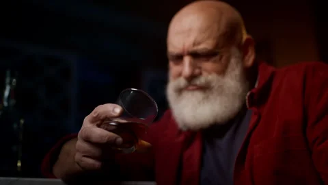 Drunk man in his 50s sips liquor at bar, struggling with financial bankruptcy Stock Footage 342520451