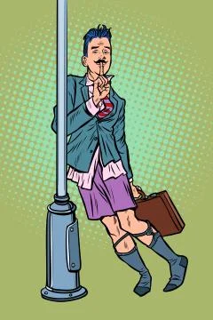 A drunk man with no pants Stock Illustration