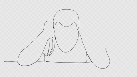 Drunk man sitting at a table. One line drawing animation. Video clip with alpha  Stock Footage 278185453