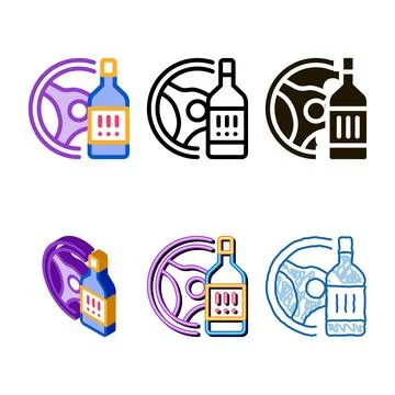Drunk minimal driving icon vector outline Stock Illustration