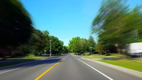 *Drunk Motion Blur Intoxicated Version* Driving Residential City Road Stock Footage 115944898