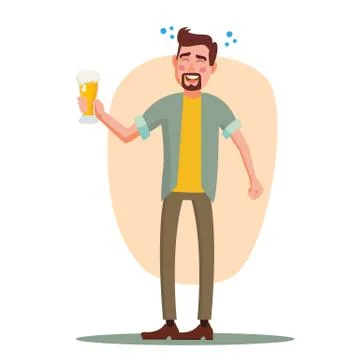 Drunk Office Worker Vector. Have Fun. Cheers Party Concept. Celebrating Stock Illustration
