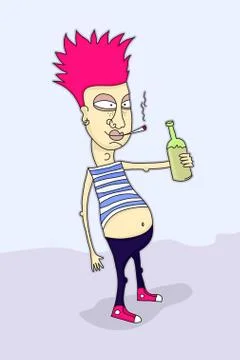 Drunk punk Stock Illustration