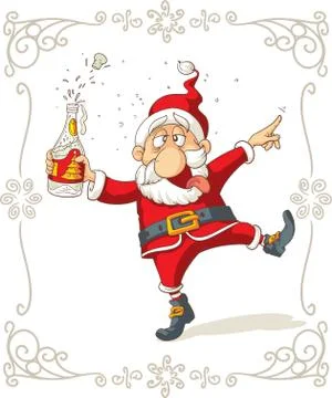 Drunk Santa Dancing Vector Cartoon Stock Illustration