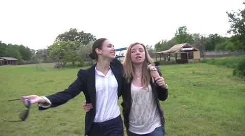 Drunk woman girlfriend in the park Stock Footage 38385553