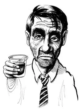 Drunkard with whiskey Stock Illustration