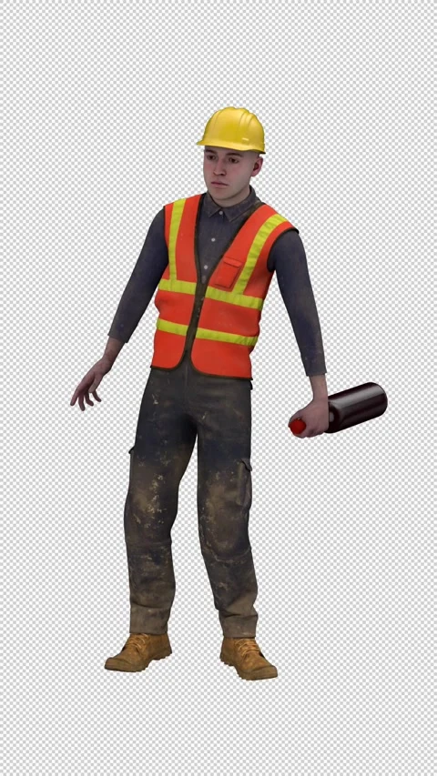 Drunken builder man – 3d render looped with alpha channel. Stock-Footage 330864014