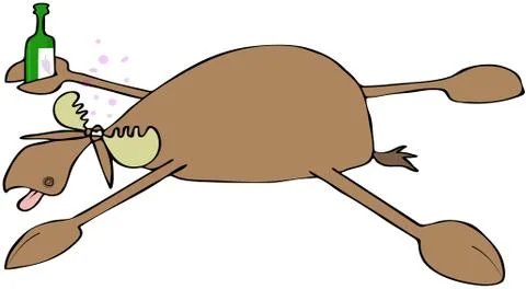 Drunken bull moose Stock Illustration
