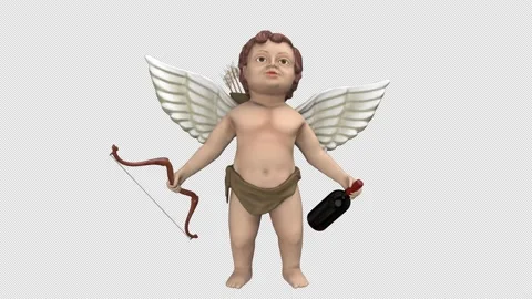 Drunken Cupid with bottle - 3d render looped with alpha channel. Stock Footage 168278418
