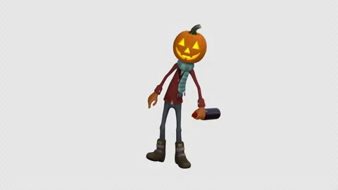 Drunken Jack O Lantern – 3d render looped with alpha channel. Stock Footage 279790585