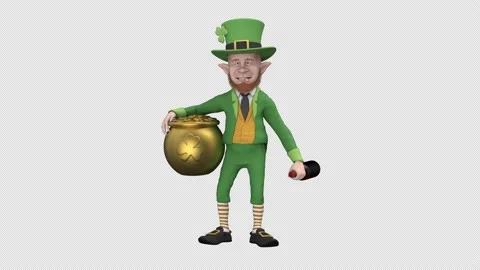 Drunken leprechaun - 3d render looped with alpha channel. Stock Footage 222327644
