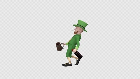 Drunken leprechaun walking – 3d render looped with alpha channel. Stock Footage 300854437