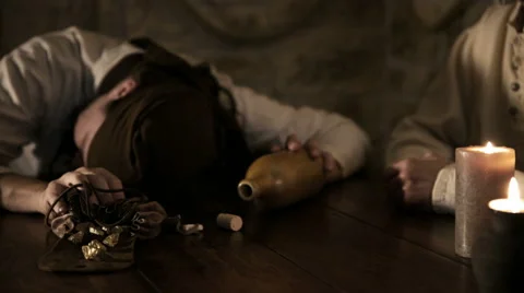 Drunken sailor is mugged by another Stock Footage 58957235