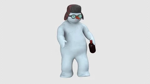 Drunken snowman - 3d render looped with alpha channel. Stock Footage 250309967