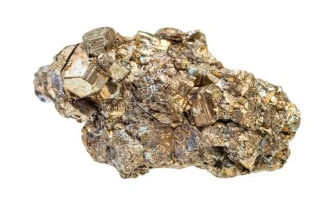 Druse of Pyrite crystals isolated on white Stock Photos