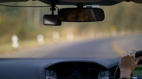 Drving view from driver at country side with navigator Stock Footage 106076082
