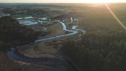 Drweca River -  Reverse Flight - 4K ProRes Stock Footage 332507748