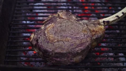 Dry Aged Barbecue Tomahawk Steak Stock Footage 133926079