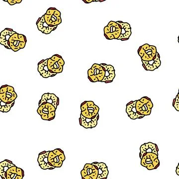 Dry apple fruit vector seamless pattern Stock Illustration