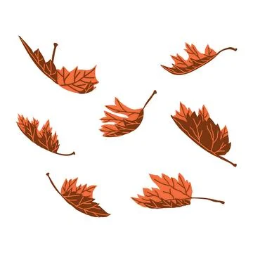 Dry Autumn Leaves Falling vector illustration. Flying Folded leaves of Fall S Stock Illustration