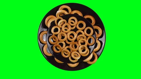 Dry bagels on the plate. 스톡 동영상 95115531