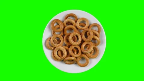 Dry bagels on the plate. Stock Footage 96229478