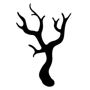 Dry bare tree branch vector icon. Black silhouette of twigs isolated on white Stock Illustration