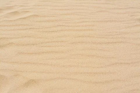 Dry beach sand with wave pattern as background Stock Photos