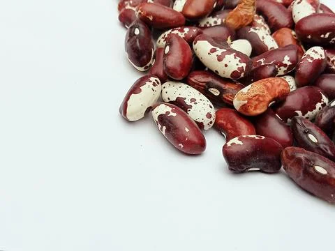 Dry beans on white background with copy space Stock Photos