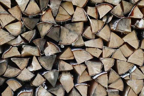 Dry Birch Stack of Firewood Stock Photos