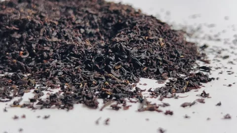 Dry black tea leaves close up Stock Footage 336471308