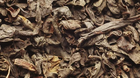 Dry black tea macro pattern Stock Footage 97642219
