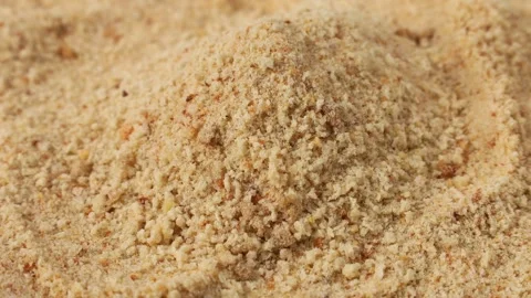 Dry bread crumbs falling down close up Stock Footage 287238473