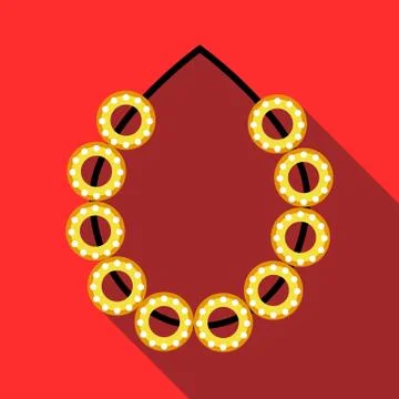 Dry bread rings on a rope icon, flat style Illustrazione stock