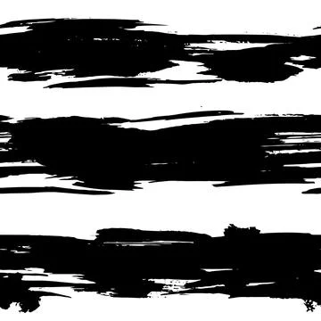 Dry Brush Lines Seamless Vector Black and White Pattern Stock Illustration
