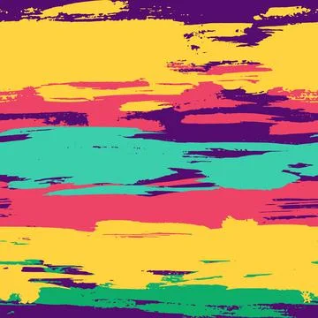 Dry Brush Lines Seamless Vector Colorful Pattern Stock Illustration