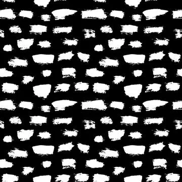 Dry Brush Lines Seamless Vector Black and White Pattern Stock Illustration